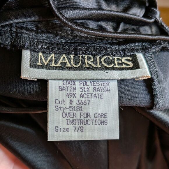 Vintage 90s Y2K Maurices Sequin Prom Gown Black Maxi Dress Strappy Siren Size 7 - Picture 8 of 11